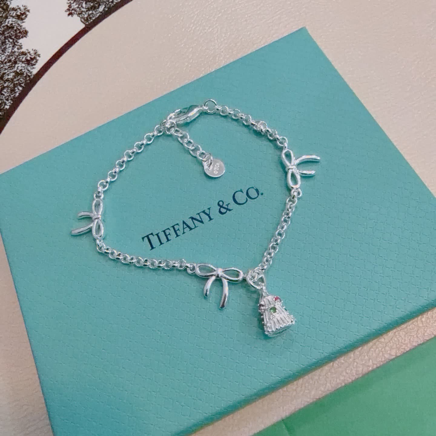 Tiffany & Co. Silver Bow Charm Bracelet